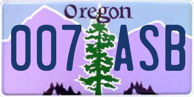 OR license plate 007ASB