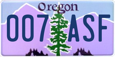 OR license plate 007ASF