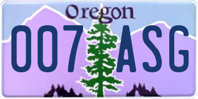 OR license plate 007ASG