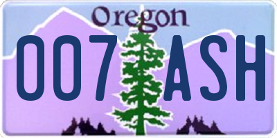 OR license plate 007ASH