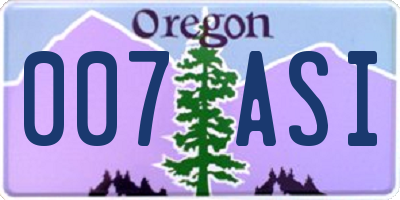 OR license plate 007ASI