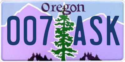 OR license plate 007ASK