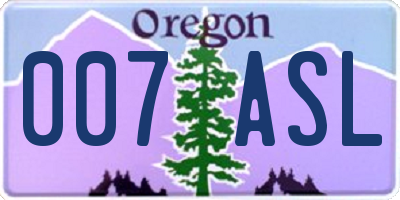 OR license plate 007ASL
