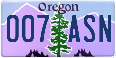 OR license plate 007ASN