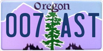 OR license plate 007AST