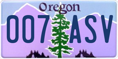 OR license plate 007ASV