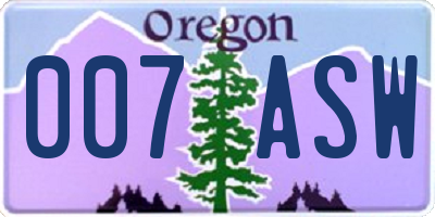 OR license plate 007ASW