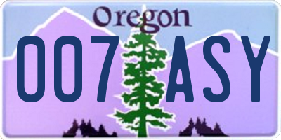 OR license plate 007ASY