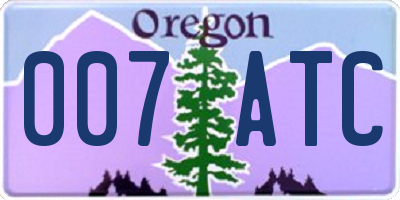 OR license plate 007ATC