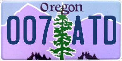 OR license plate 007ATD