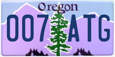 OR license plate 007ATG