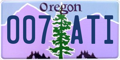 OR license plate 007ATI
