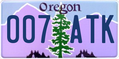 OR license plate 007ATK