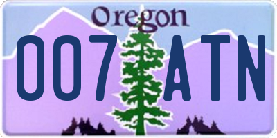 OR license plate 007ATN