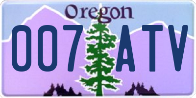 OR license plate 007ATV