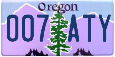 OR license plate 007ATY