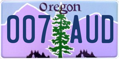 OR license plate 007AUD