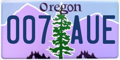 OR license plate 007AUE
