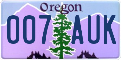 OR license plate 007AUK