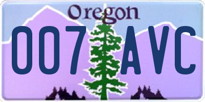 OR license plate 007AVC