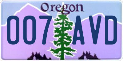 OR license plate 007AVD