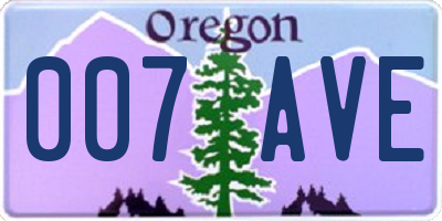 OR license plate 007AVE