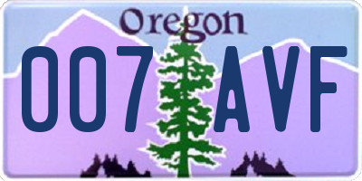 OR license plate 007AVF