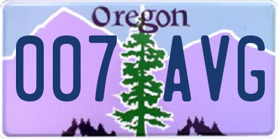 OR license plate 007AVG