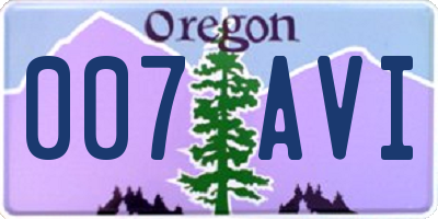 OR license plate 007AVI