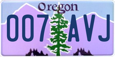OR license plate 007AVJ