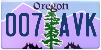 OR license plate 007AVK