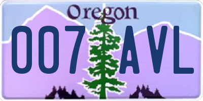 OR license plate 007AVL