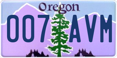 OR license plate 007AVM