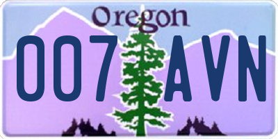 OR license plate 007AVN
