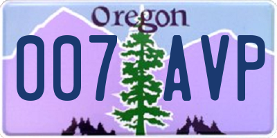 OR license plate 007AVP