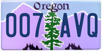 OR license plate 007AVQ
