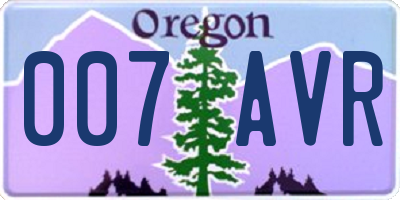 OR license plate 007AVR