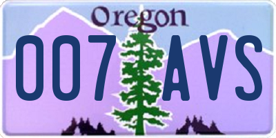 OR license plate 007AVS