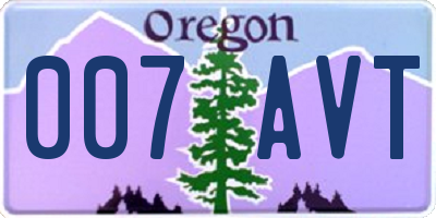 OR license plate 007AVT