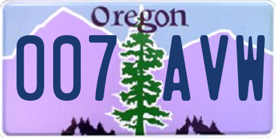 OR license plate 007AVW