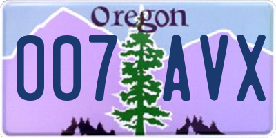 OR license plate 007AVX