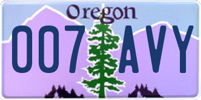 OR license plate 007AVY
