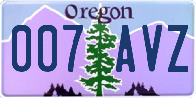 OR license plate 007AVZ