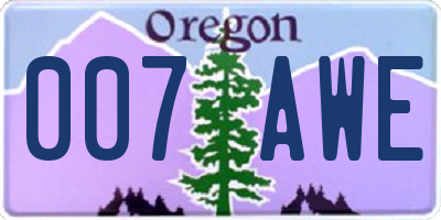 OR license plate 007AWE