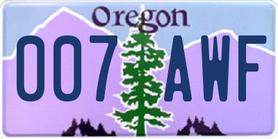OR license plate 007AWF