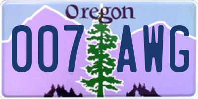OR license plate 007AWG
