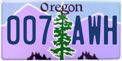 OR license plate 007AWH