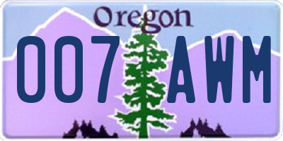 OR license plate 007AWM