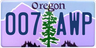 OR license plate 007AWP