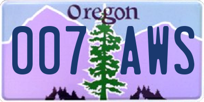 OR license plate 007AWS